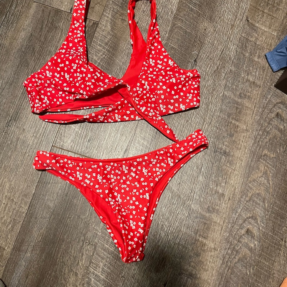 Zaful Red Floral Bikini Set